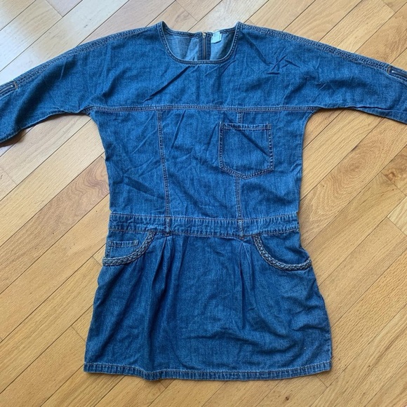 Forever 21 Babydoll Denim Mini Dress with braided pockets and zipper closure - Picture 3 of 4